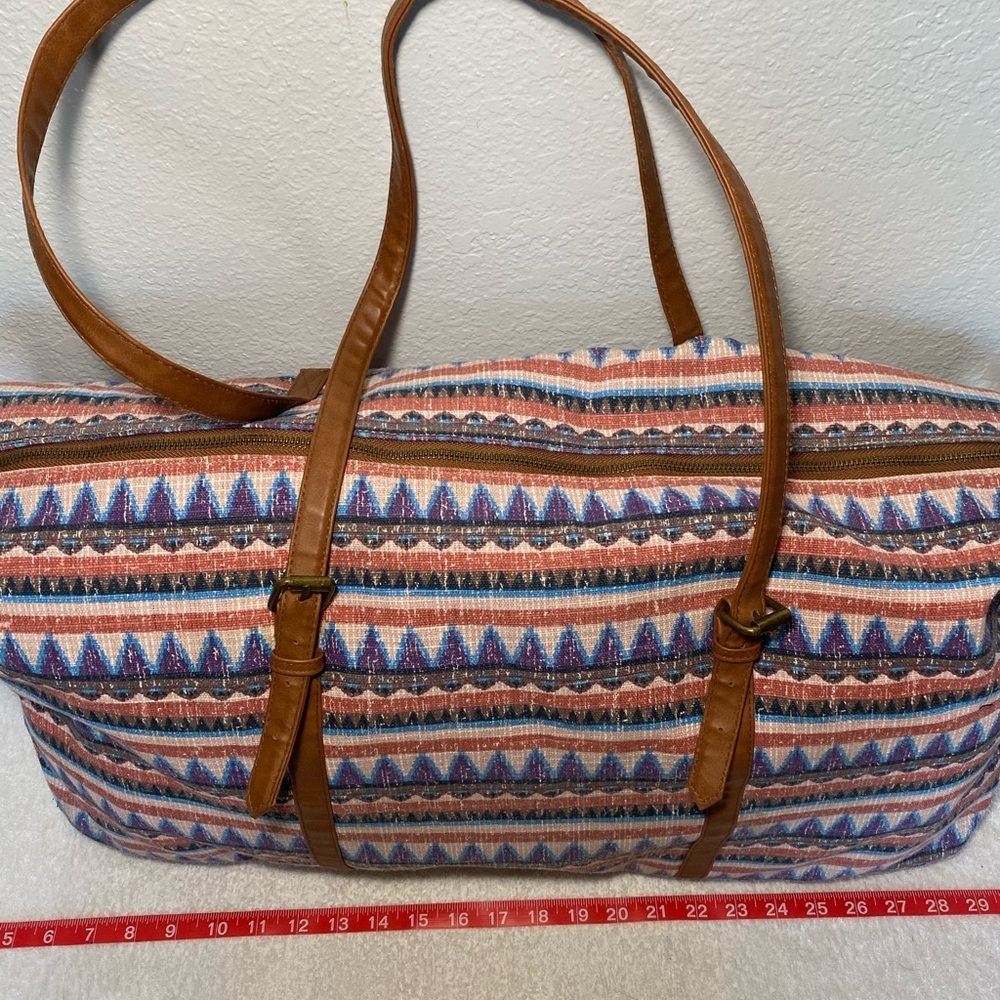 Mossimo Supply Co. Multicolor Patterned Tote with Brown Straps - Picture 3 of 7